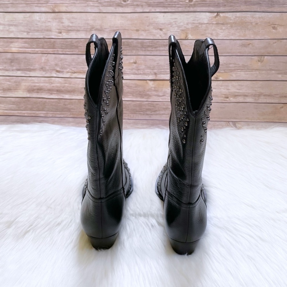 Botkier Tammy Studded Black Leather Western Boots - Picture 6 of 9